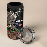 Samoa Siapo Polynesian Art 4 in 1 Can Cooler Tumbler Tropical Flowers and Tatau Pattern Brown