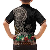 Samoa Siapo Polynesian Art Family Matching Off Shoulder Maxi Dress and Hawaiian Shirt Tropical Flowers and Tatau Pattern Brown