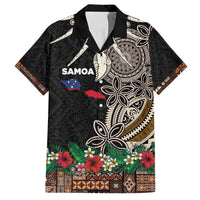 Samoa Siapo Polynesian Art Family Matching Summer Maxi Dress and Hawaiian Shirt Tropical Flowers and Tatau Pattern Brown