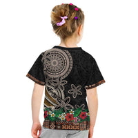 Samoa Siapo Polynesian Art Kid T Shirt Tropical Flowers and Tatau Pattern Brown