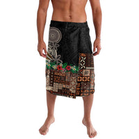 Samoa Siapo Polynesian Art Lavalava Tropical Flowers and Tatau Pattern Brown