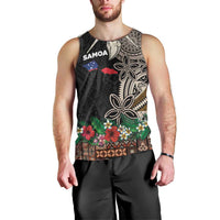 Samoa Siapo Polynesian Art Men Tank Top Tropical Flowers and Tatau Pattern Brown