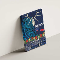 Samoa Siapo Polynesian Art Canvas Wall Art Tropical Flowers and Tatau Pattern Navy