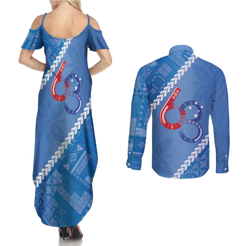 Samoa Independence Day Couples Matching Summer Maxi Dress and Long Sleeve Button Shirt Anniversary 63th-Siapo Art