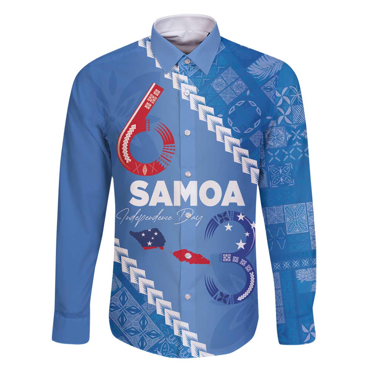 Samoa Independence Day Family Matching Off The Shoulder Long Sleeve Dress and Hawaiian Shirt Anniversary 63th-Siapo Art