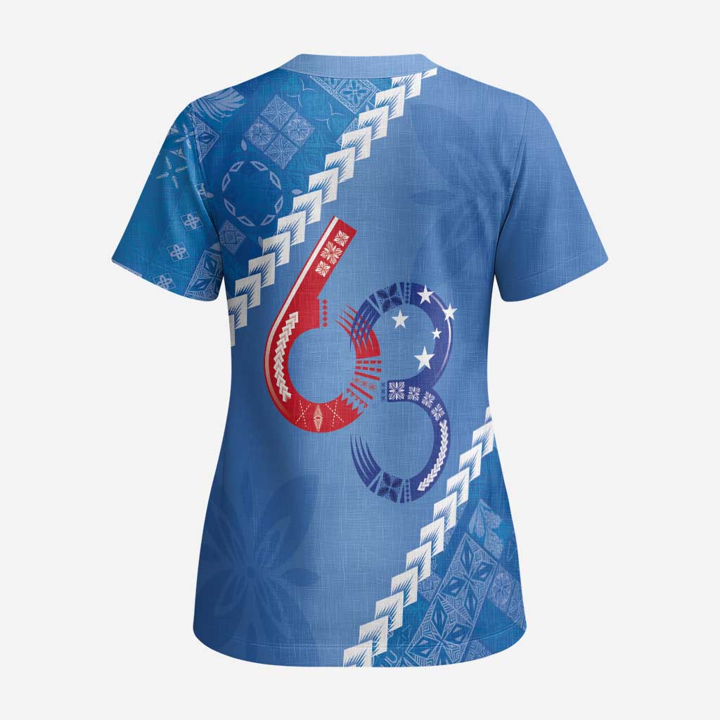 Samoa Independence Day Scrub Top Anniversary 63th-Siapo Art - Polynesian Pride