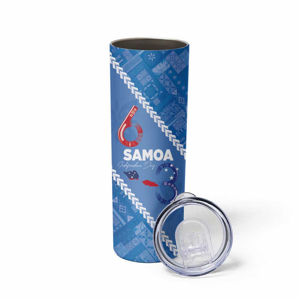 Samoa Independence Day Skinny Tumbler Anniversary 63th-Siapo Art