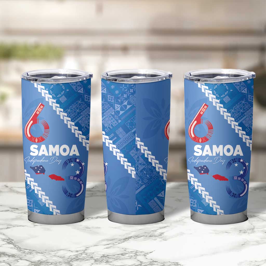 Samoa Independence Day Tumbler Cup Anniversary 63th-Siapo Art