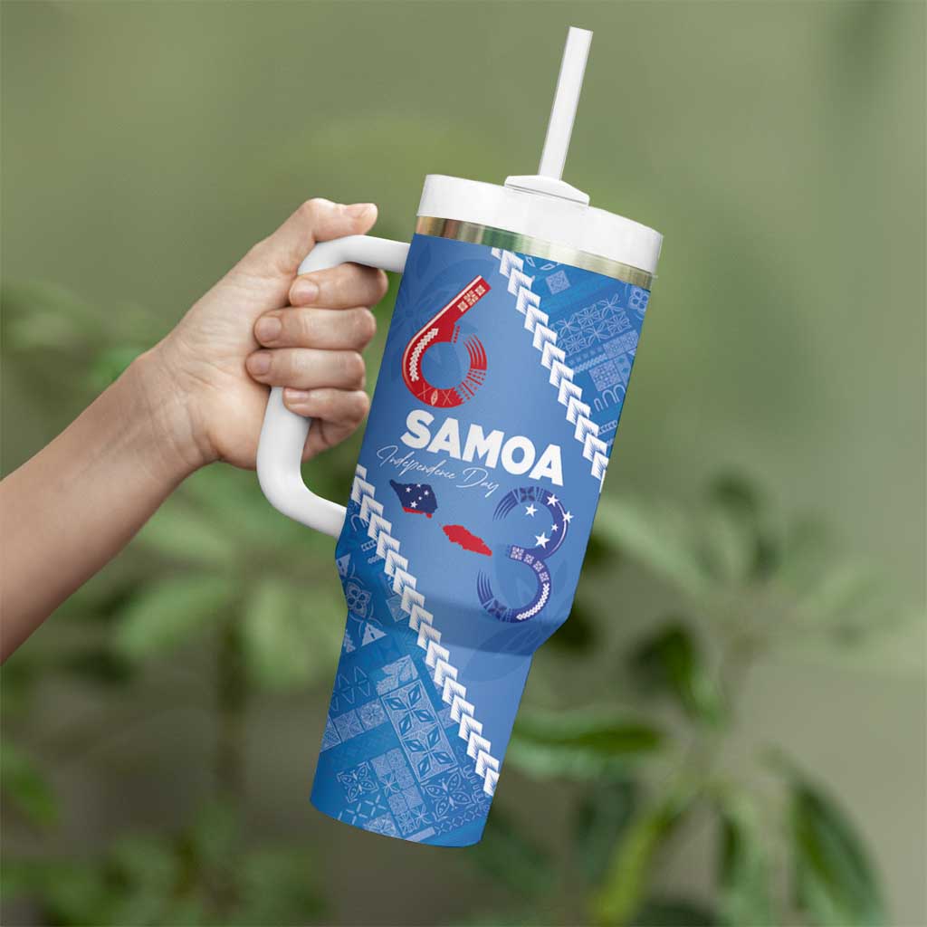Samoa Independence Day Tumbler With Handle Anniversary 63th-Siapo Art