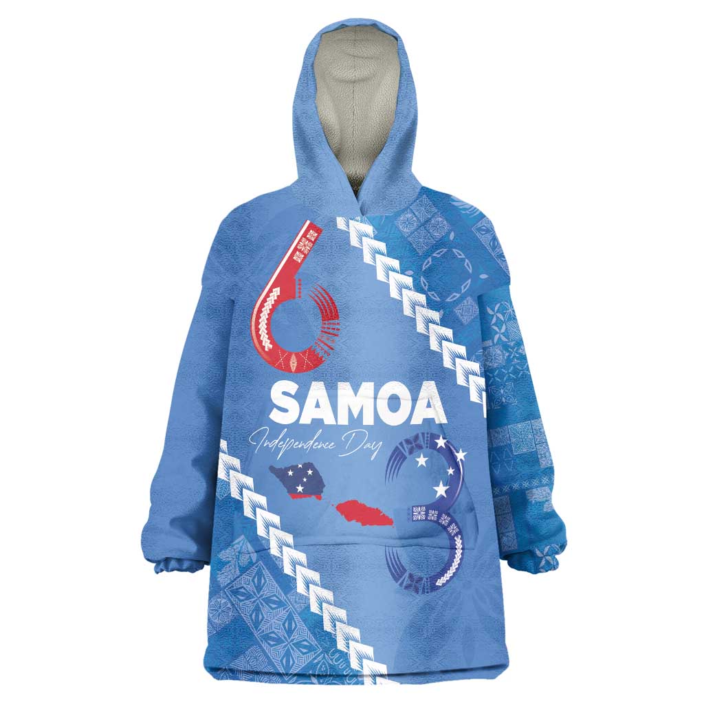 Samoa Independence Day Wearable Blanket Hoodie Anniversary 63th-Siapo Art