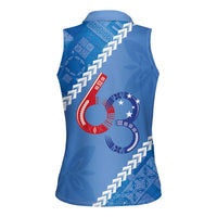 Samoa Independence Day Women Sleeveless Polo Shirt Anniversary 63th-Siapo Art LT03 - Polynesian Pride