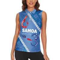 Samoa Independence Day Women Sleeveless Polo Shirt Anniversary 63th-Siapo Art LT03 - Polynesian Pride