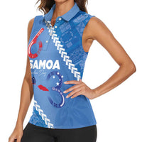 Samoa Independence Day Women Sleeveless Polo Shirt Anniversary 63th-Siapo Art LT03 - Polynesian Pride