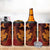 Hawaiian Volcano and Shark 4 in 1 Can Cooler Tumbler Polynesian and Hibiscus Pattern Lava Color