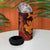 Hawaiian Volcano and Shark 4 in 1 Can Cooler Tumbler Polynesian and Hibiscus Pattern Lava Color