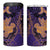 Hawaiian Volcano and Shark 4 in 1 Can Cooler Tumbler Polynesian and Hibiscus Pattern Purple Yellow Gradient