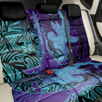 Hawaiian Volcano and Shark Back Car Seat Cover Polynesian and Hibiscus Pattern Purple Cyan Gradient