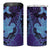 Hawaiian Volcano and Shark 4 in 1 Can Cooler Tumbler Polynesian and Hibiscus Pattern Purple Cyan Gradient