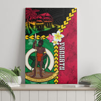 Vanuatu Nakamal and Plumeria Flowers Canvas Wall Art Polynesian Pattern
