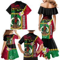 Vanuatu Nakamal and Plumeria Flowers Family Matching Mermaid Dress and Hawaiian Shirt Polynesian Pattern