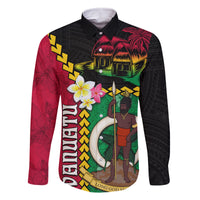 Vanuatu Nakamal and Plumeria Flowers Family Matching Mermaid Dress and Hawaiian Shirt Polynesian Pattern