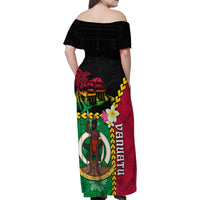 Vanuatu Nakamal and Plumeria Flowers Family Matching Off Shoulder Maxi Dress and Hawaiian Shirt Polynesian Pattern