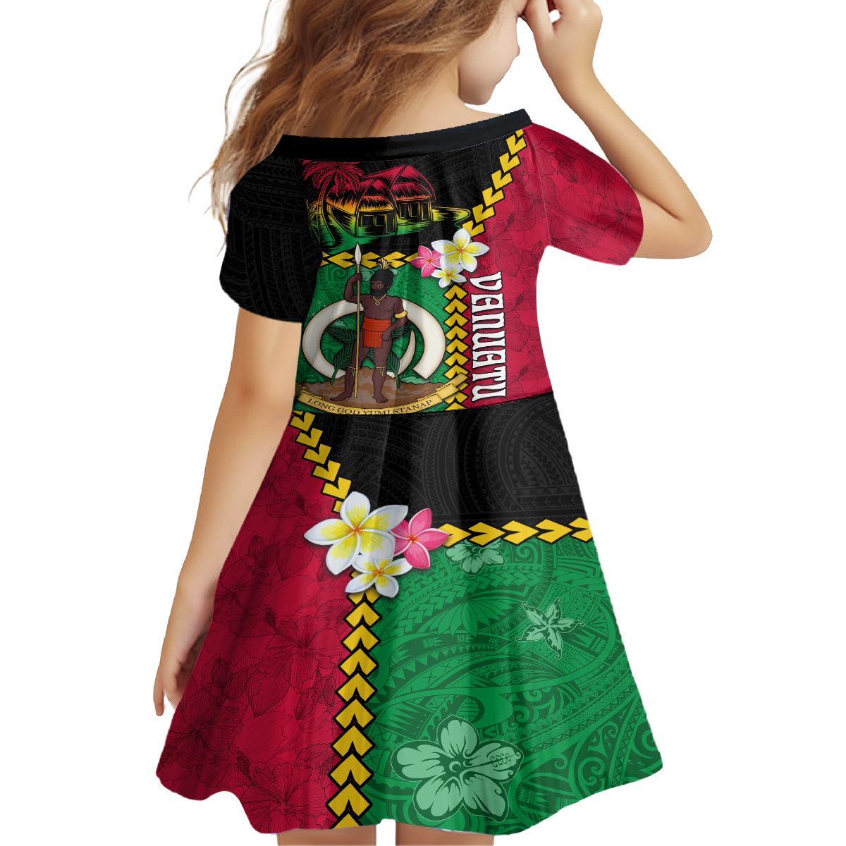 Vanuatu Nakamal and Plumeria Flowers Family Matching Puletasi and Hawaiian Shirt Polynesian Pattern