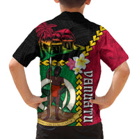 Vanuatu Nakamal and Plumeria Flowers Family Matching Tank Maxi Dress and Hawaiian Shirt Polynesian Pattern