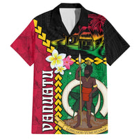 Vanuatu Nakamal and Plumeria Flowers Family Matching Tank Maxi Dress and Hawaiian Shirt Polynesian Pattern