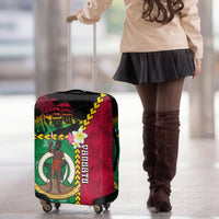 Vanuatu Nakamal and Plumeria Flowers Luggage Cover Polynesian Pattern