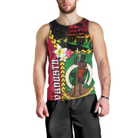 Vanuatu Nakamal and Plumeria Flowers Men Tank Top Polynesian Pattern