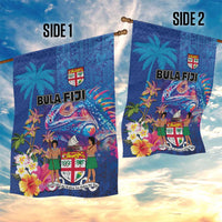 Fiji Bula Garden Flag Tropical Plants with Palm Tree and Iguana Colorful