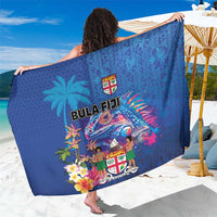 Fiji Bula Sarong Tropical Plants with Palm Tree and Iguana Colorful