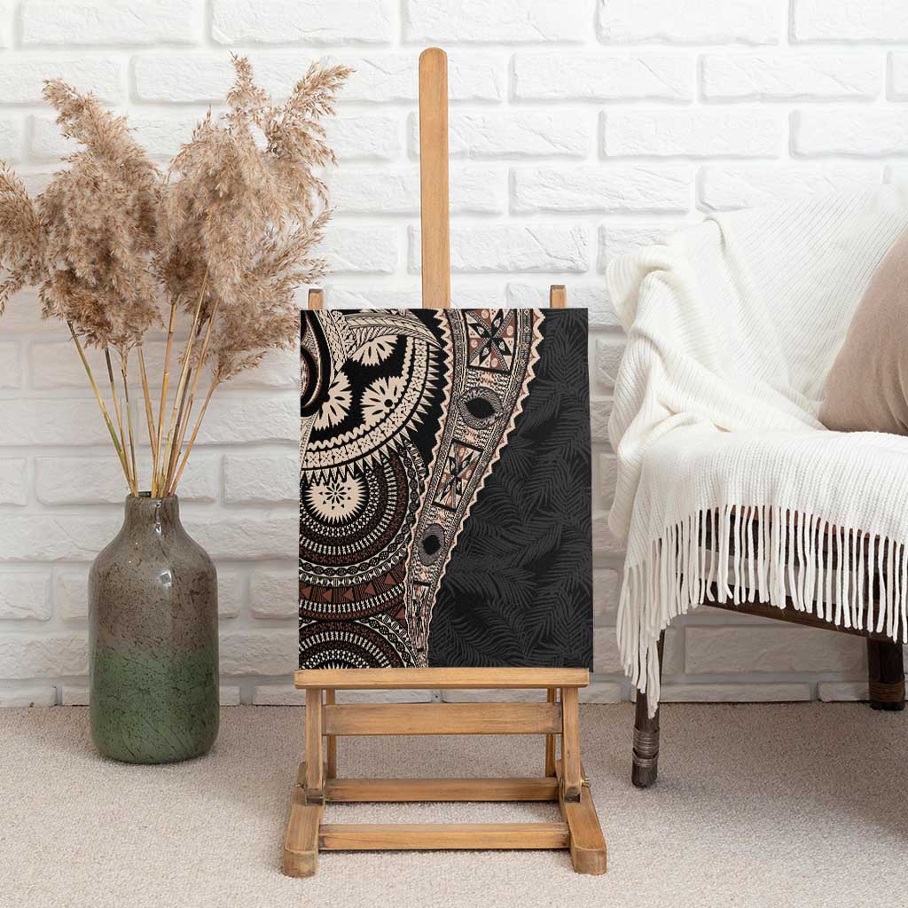 Fiji Traditional Masi Canvas Wall Art Tapa Art Palm Leaves Pattern