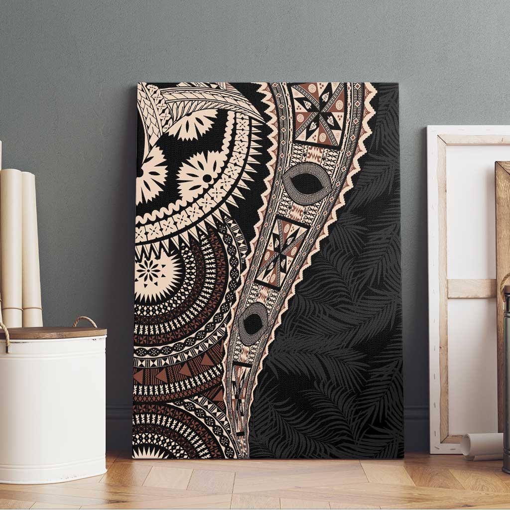 Fiji Traditional Masi Canvas Wall Art Tapa Art Palm Leaves Pattern