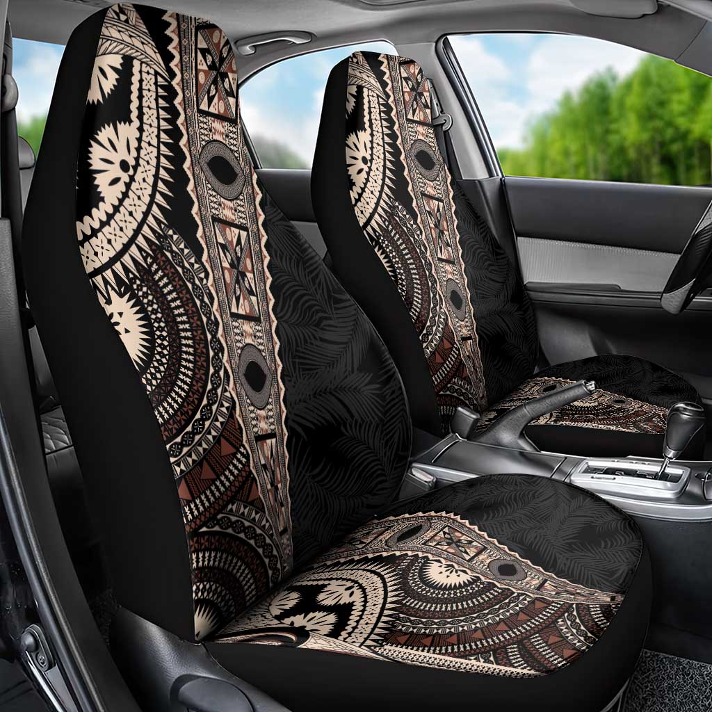 Fiji Traditional Masi Car Seat Cover Tapa Art Palm Leaves Pattern