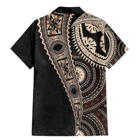 Fiji Traditional Masi Family Matching Mermaid Dress and Hawaiian Shirt Tapa Art Palm Leaves Pattern