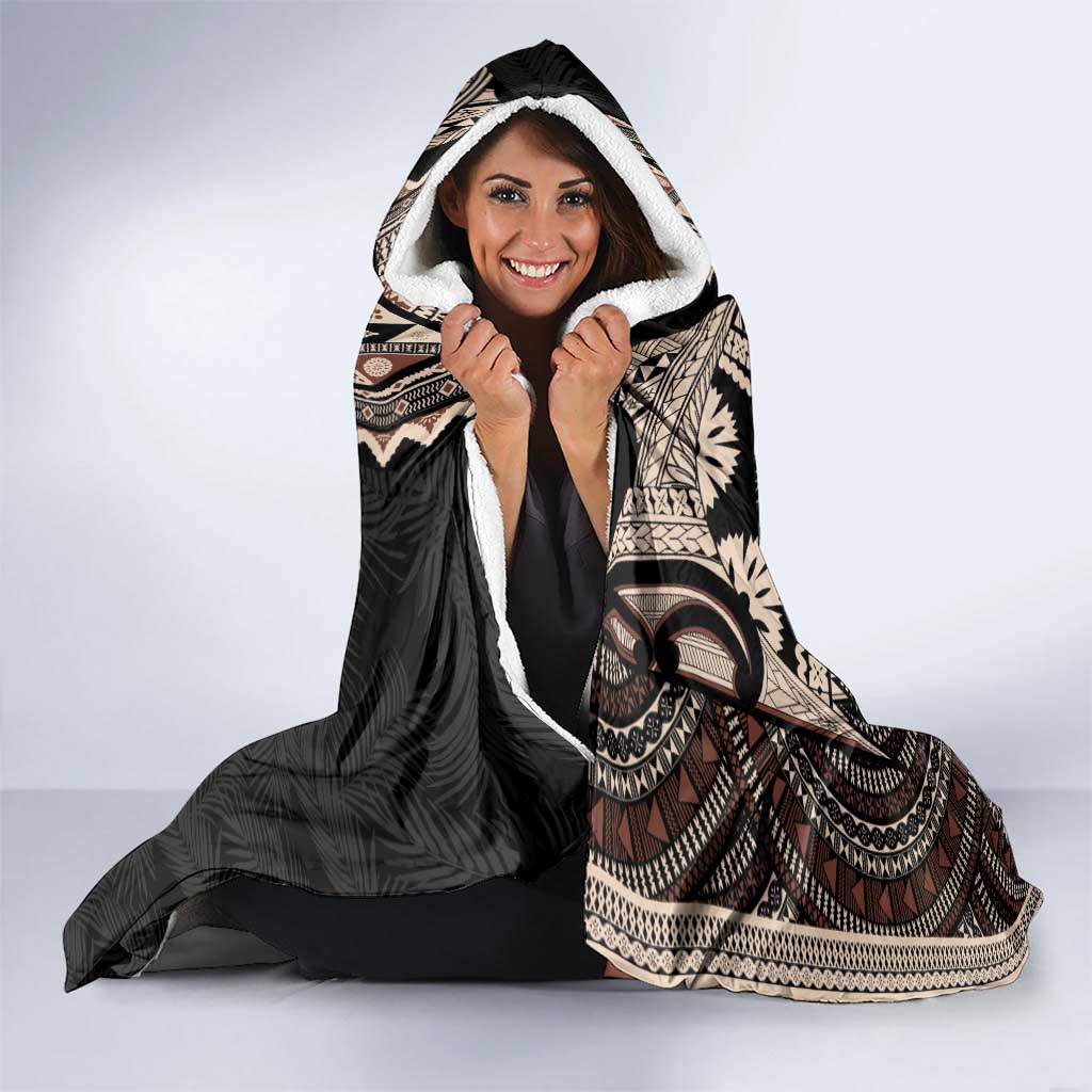 Fiji Traditional Masi Hooded Blanket Tapa Art Palm Leaves Pattern
