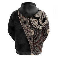 Fiji Traditional Masi Hoodie Tapa Art Palm Leaves Pattern
