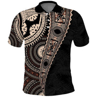 Fiji Traditional Masi Polo Shirt Tapa Art Palm Leaves Pattern
