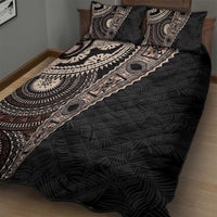 Fiji Traditional Masi Quilt Bed Set Tapa Art Palm Leaves Pattern
