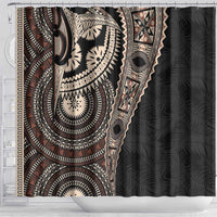 Fiji Traditional Masi Shower Curtain Tapa Art Palm Leaves Pattern