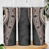 Fiji Traditional Masi Skinny Tumbler Tapa Art Palm Leaves Pattern