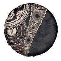 Fiji Traditional Masi Spare Tire Cover Tapa Art Palm Leaves Pattern