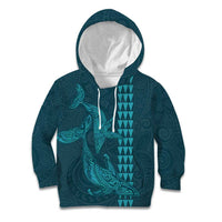 Aloha Hawaii Whale Kakau and Polynesian Tattoo Kid Hoodie Turquoise Color LT03 Hoodie Turquoise - Polynesian Pride