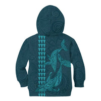 Aloha Hawaii Whale Kakau and Polynesian Tattoo Kid Hoodie Turquoise Color LT03 - Polynesian Pride