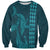 Aloha Hawaii Whale Kakau and Polynesian Tattoo Sweatshirt Turquoise Color