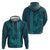 Aloha Hawaii Whale Kakau and Polynesian Tattoo Zip Hoodie Turquoise Color