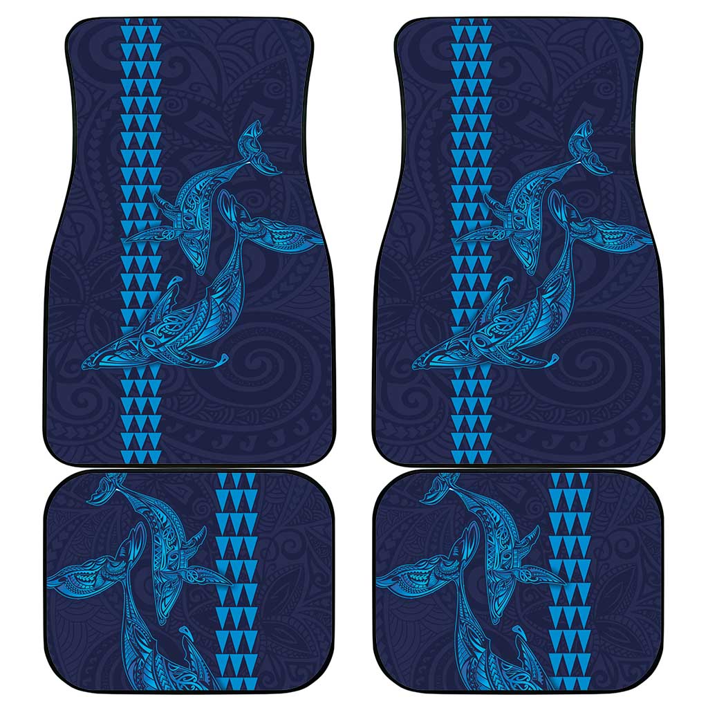 Aloha Hawaii Whale Kakau and Polynesian Tattoo Car Mats Dark Navy Color