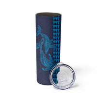 Aloha Hawaii Whale Kakau and Polynesian Tattoo Skinny Tumbler Dark Navy Color